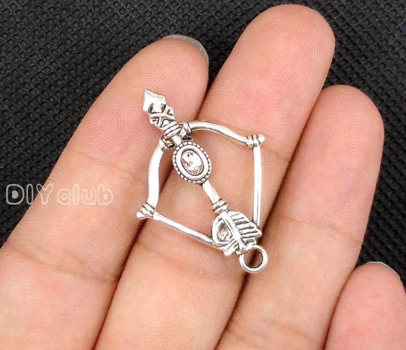 60pcs Antique серебро/бронза лук и стрелы украшения кулон подвески арбалет 34x24 мм|Шармы|