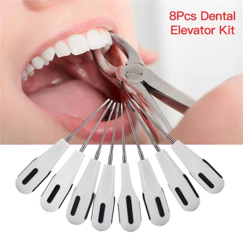 

8pcs/set Dental Elevator Kit Straight Curved Cryer Stainless Steel Luxating Lift Elevators Dentist Extraction Instruments 46