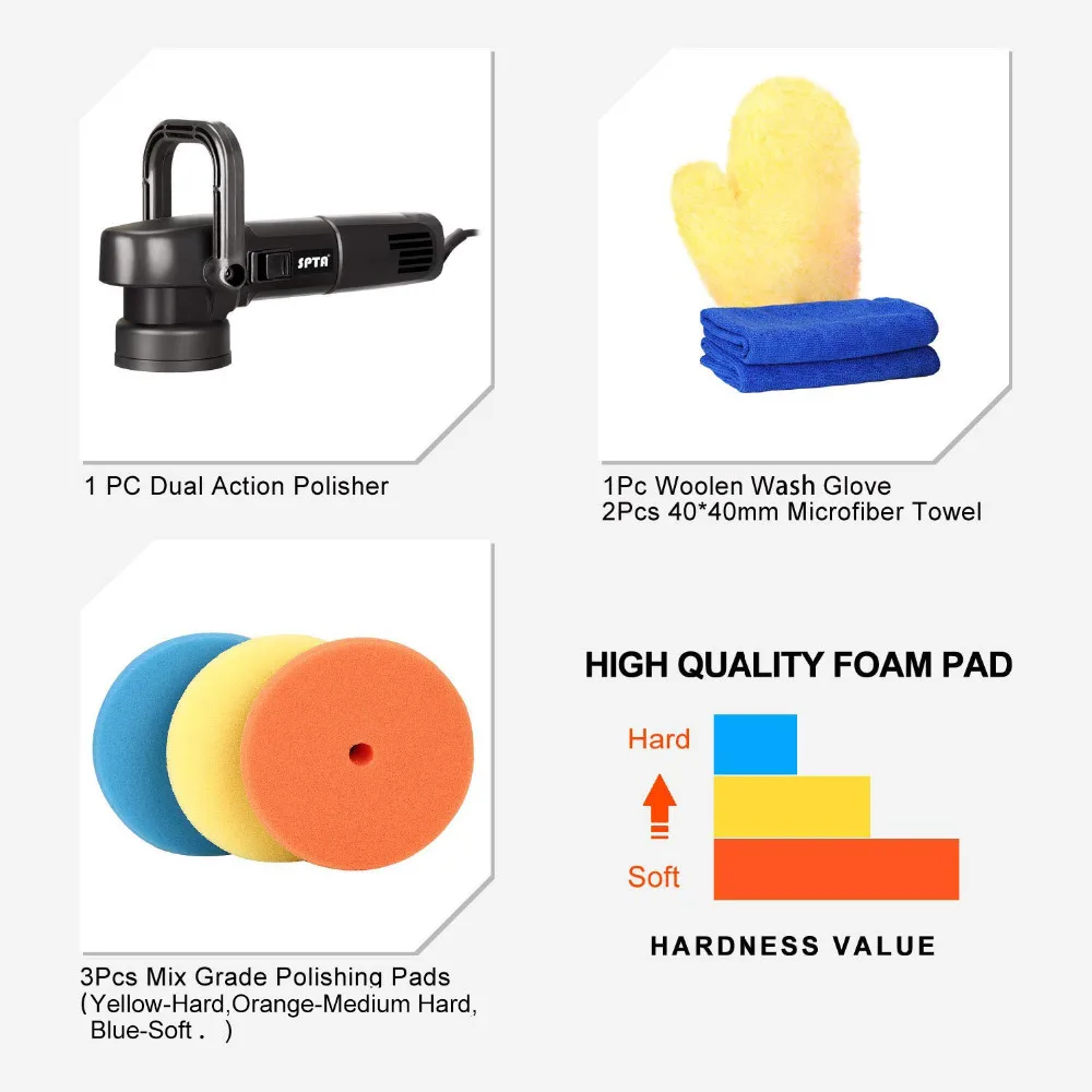SPTA 8 мм двойное орбитальное действие Авто Полировальная Машина Автомобильный полировщик буферный шлифовальный воск роторный мощный полировальный мини шлифовальный инструмент
