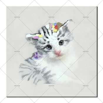 

cute cat oil painting by canvas quality hand painted Beautiful home office hotel wall art decor for living room