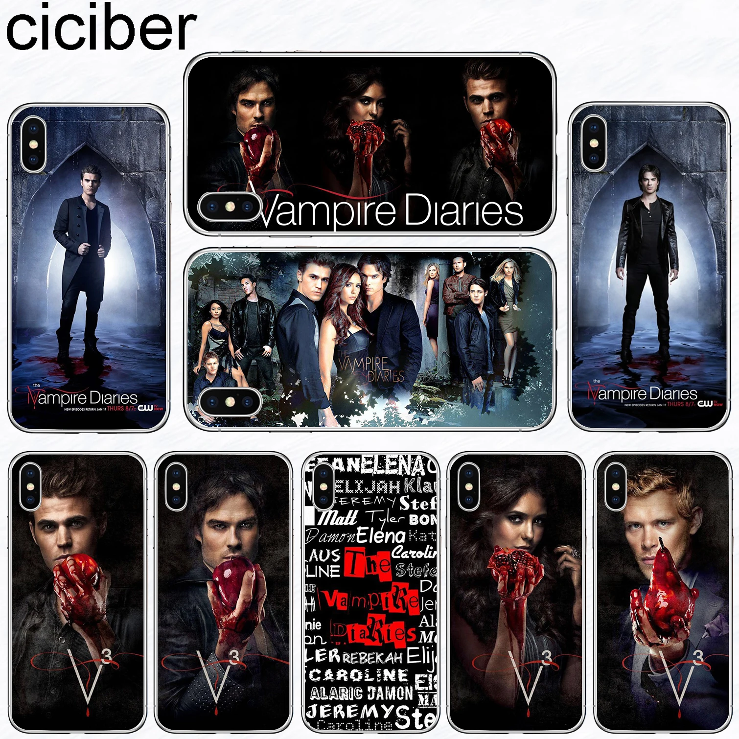 Ciciber Phone Cases The Vampire Diaries Patterned Soft Silicone TPU 