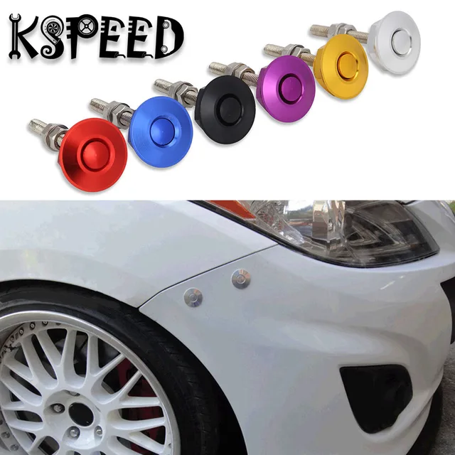 Universal Push Button Billet Hood Pins Lock Clip Kit Car Quick Release