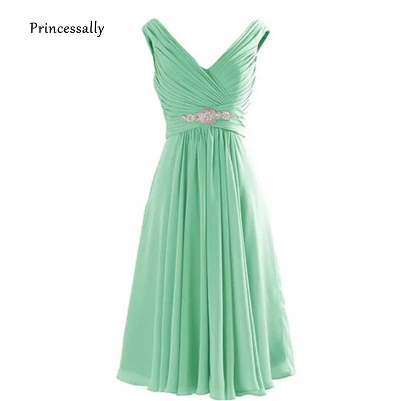 

Bridesmaid Dresses Mint Green Chiffon V Necked Pleated Lavender Coral Cheap Prom Dresses Under 50 Vestido De Festa De Casamento