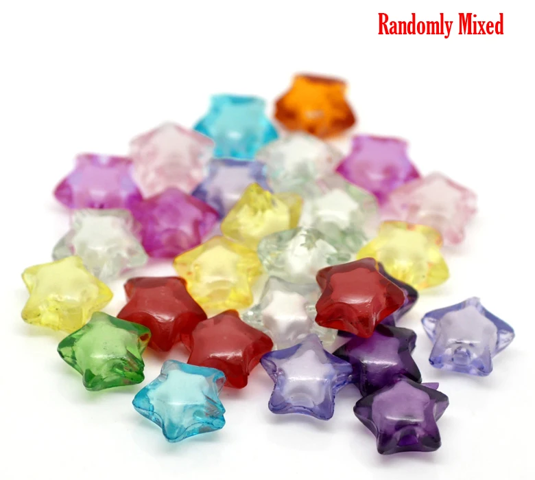 

45PCs At Random Star Acrylic Spacer Beads, Bead in Bead Style,12mmx11mm(4/8"x 3/8") new