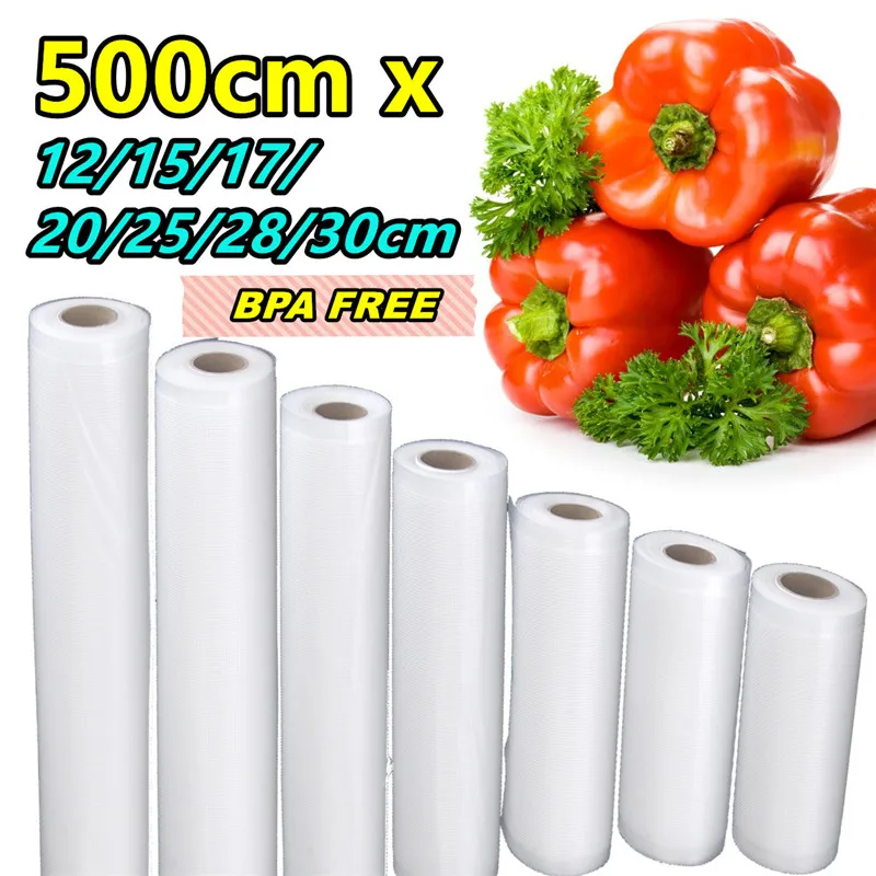 

7 Different Size Rolls Vacuum Sealer Storage Bag Kitchen Packages Bags Food Fresh Keeping Reusable Food Saver Rough Dots