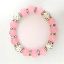 Мода натуральный розовый камень цветной шар браслет милый гламурный Круглый браслет из бисера для девушки Ювелирное Украшение на день рождения 8 цветов
