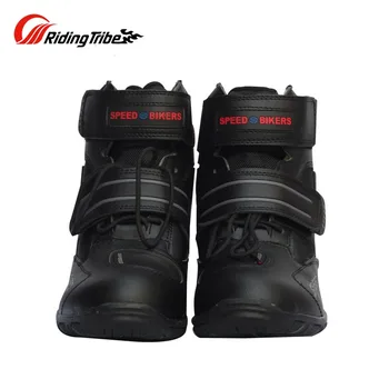 Vrouw Motorfiets beveiligingen schoenen mannen voet protectors Microfiber Leer Racing boot Motocross Motorbike shift rijlaarzen