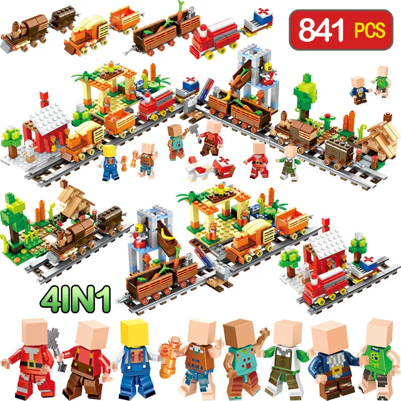 

My World Bricks Harvest season Scene Compatible LegoINGlys Minecrafter Train Railway Eductional Technik Blocks Toys For Children