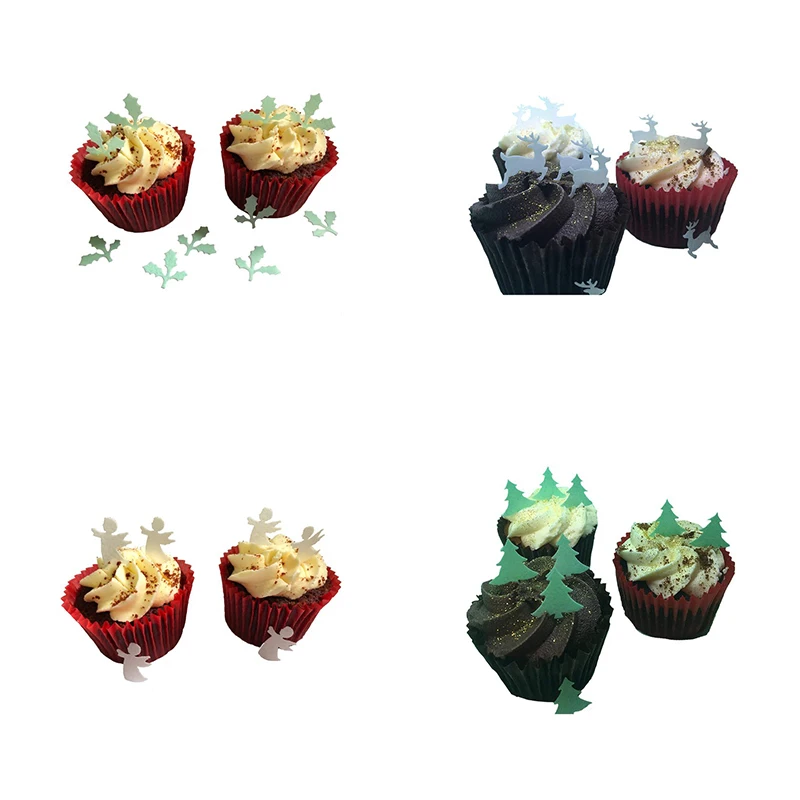 Pine Angle Reindeer Leaves Shape Edible Wafer Cupcake Toppers Pre