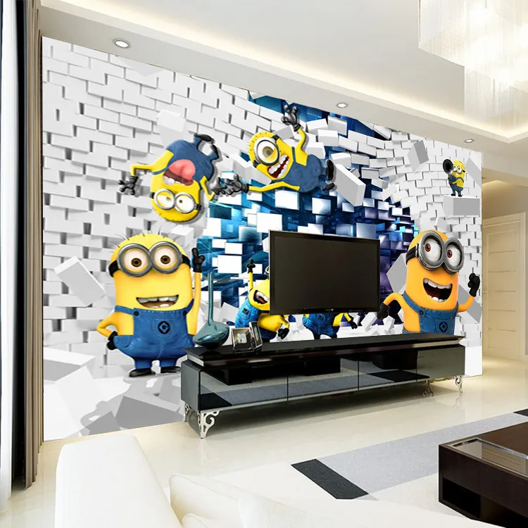 3d minions fototapete cartoon despicable me wandbild seidentapeten jungen schlafzimmer kinderzimmer dekor kunst dekoration lustige.jpg