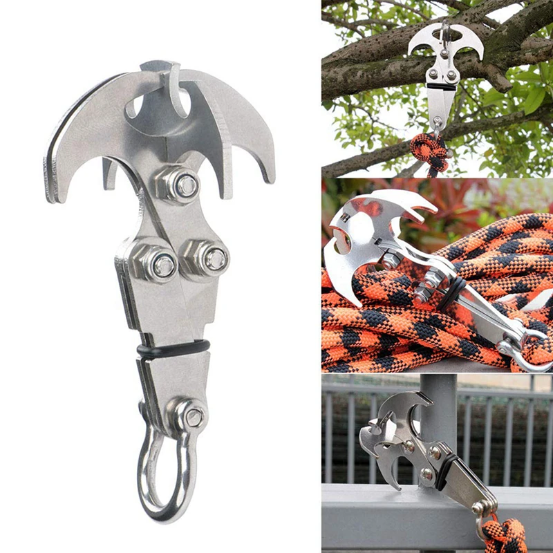 

2 IN 1 Gravity Hook Stainless Steel Grappling Survival Folding Rock Climbing Claw Multifunctional EDC Tool Emergency Key Chains