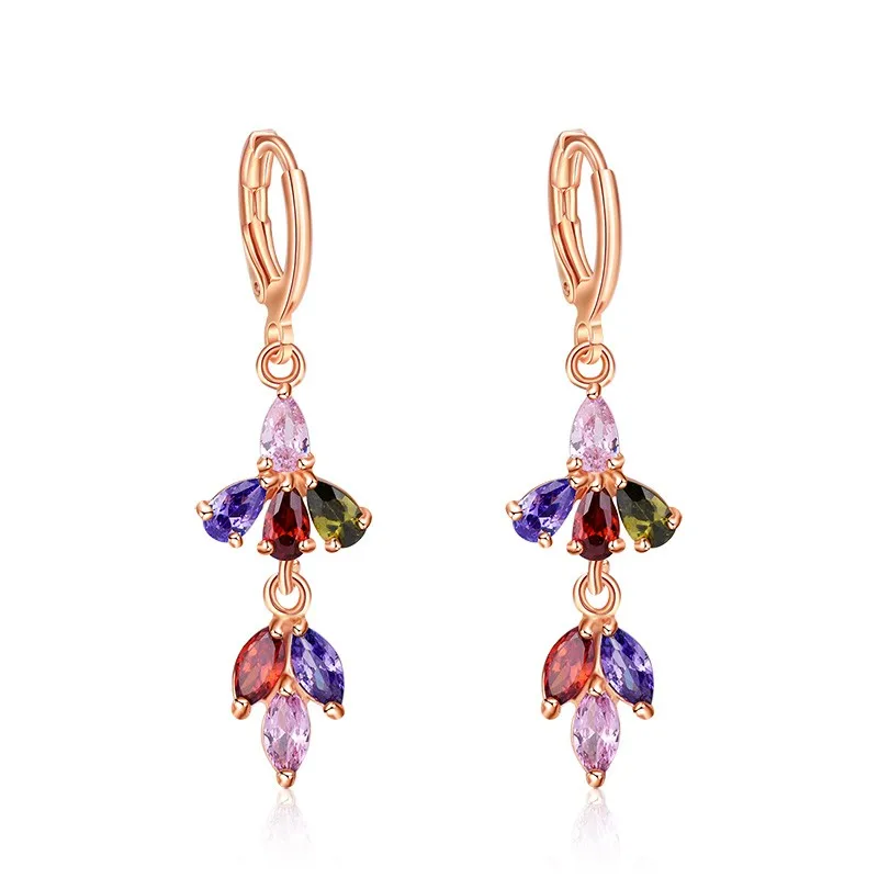 

Horse eye shape Rose Gold Natural Zircon Simple Exquisite Wedding Party Fine Jewelry Women Dangle Earrings