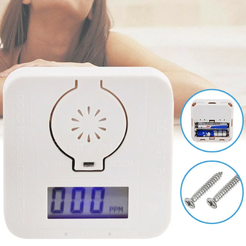 

CO Carbon Monoxide Smoke Detector Alarm Poisoning Gas Warning Sensor Security High Sensitive Alarm LCD Photoelectric Detectors
