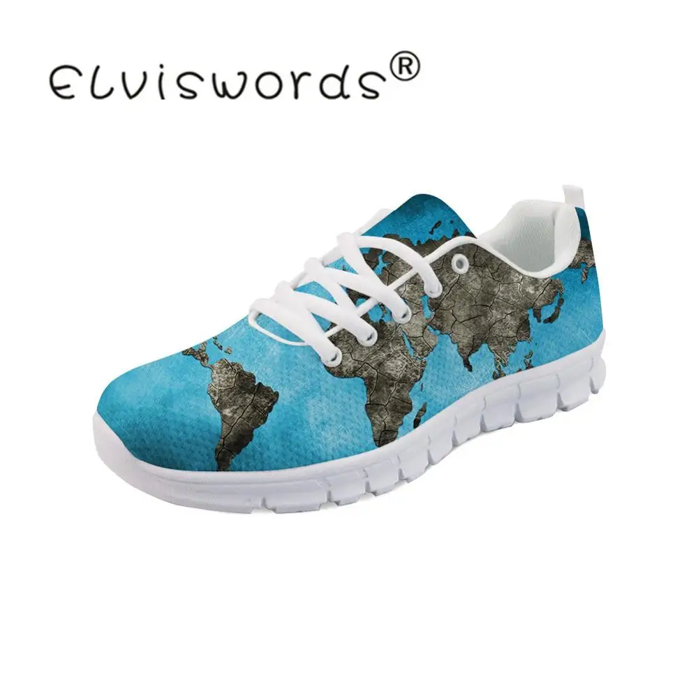 

ELVISWORDS World Map Design Women Sneakers Fashion Breathble Teenagers Girls Casual Footwears Chaussure Tenis Feminino Zapatos