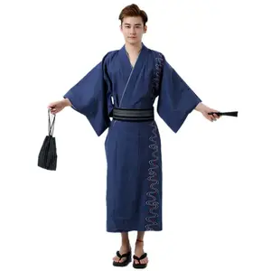 Men's Cool Traditional Japanese Kimono Men's Thicken Cotton Robe Yukata Men's Bath Robe Kimono Sleepwear