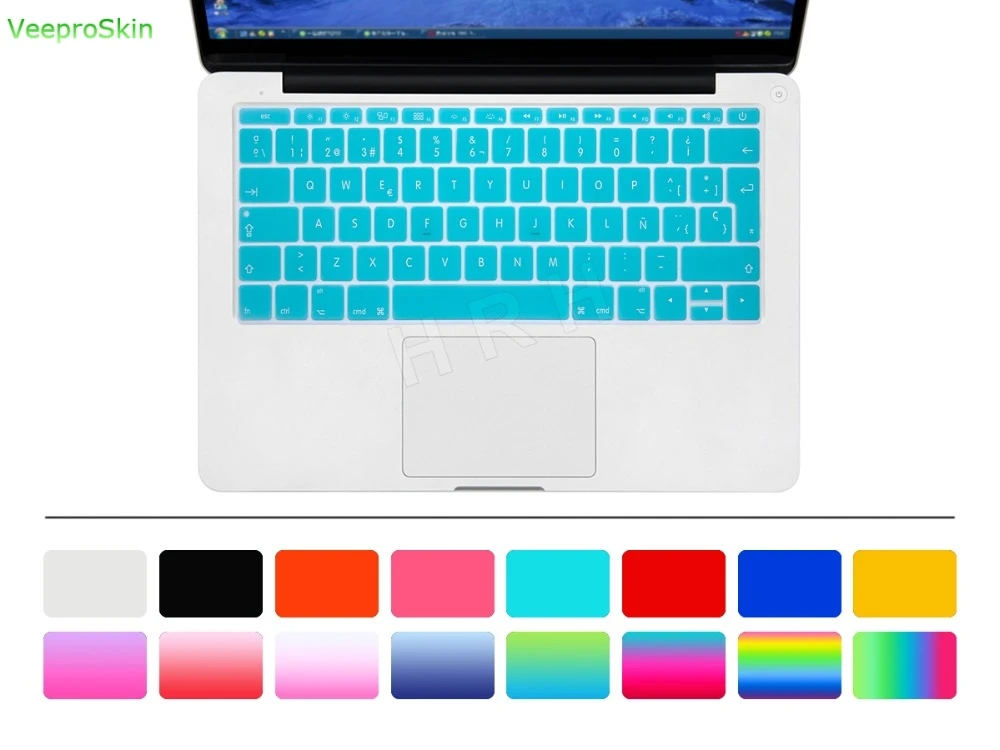 Macbook 12 Inch A1534 For Mac Pro 13 새로운 A1708 (터치 바 없음) 및 스페인어 키보드 커버 실리콘 스킨