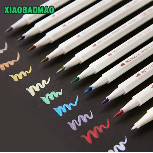 

10 color Metallic Color Pen Diy Album Scrapbooking Invitation Card Photo Marker Pen Stationery Papelaria School Supplies