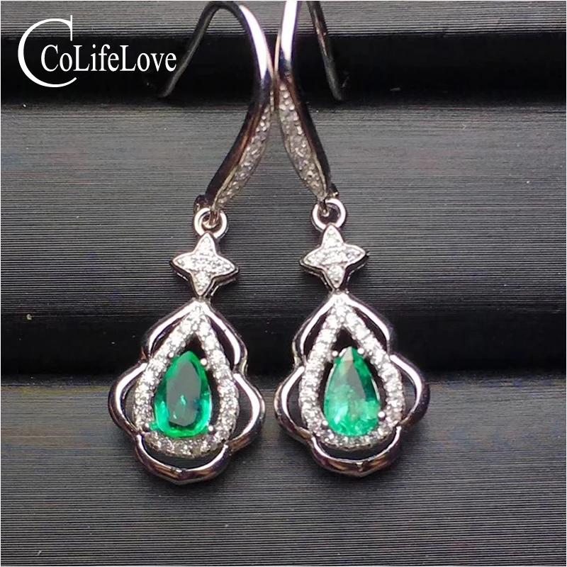 Buy Fashion emerald eardrop for party 100 natural
