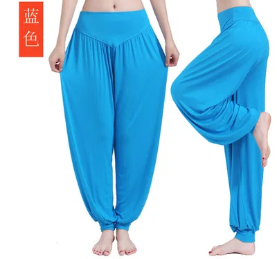 Najtaniej Plus Size Modalne Jogi Spodnie Damskie Kolorowe Luźne Elastyczne Tai Chi Pełnej Długości Bloomers Taniec Jogi Spodnie Gładkie Fitness Spodnie
