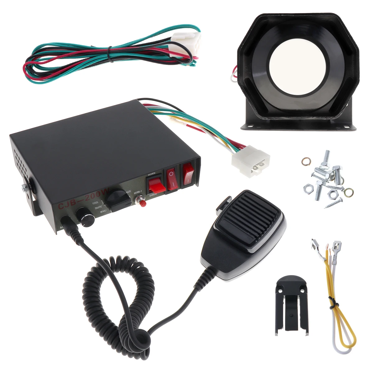

12V 200W 8 Sound Speaker Car Warning Alarm Police Ambulance Firetruck Fire Siren Horn PA with MIC System