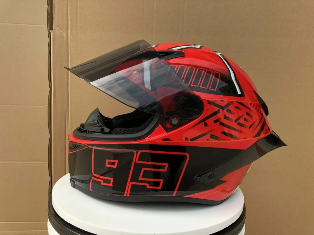 

Motorcycle helmet FULL face lens with rear wing racing winter helmet hat moto RED 93 helmet