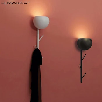 

Nordic Modern simple Creative bedside wall lamps Branch model bedroom wall mounted lamp with Hanger function Black white body