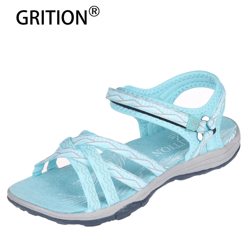 

GRITION Outdoor Sandals For Women Summer Soft Flat Beach Shoes Outdoor Tourism Trekking Shoes Female Lightweight Webbing Sandals