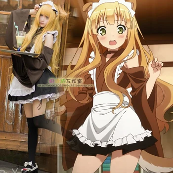 

New Hentai Ouji to Warawanai Neko Cosplay Azuki Azusa Halloween Lolita Maid Outfit (Top+Skirts+Apron+Neck ornaments+Headwear+Tai