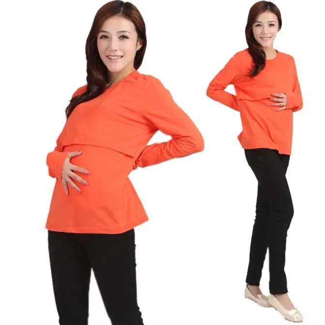 Горячая модная одежда для беременных 5 цветов футболка одежда для беременных Одежда для кормления футболка с длинными рукавами