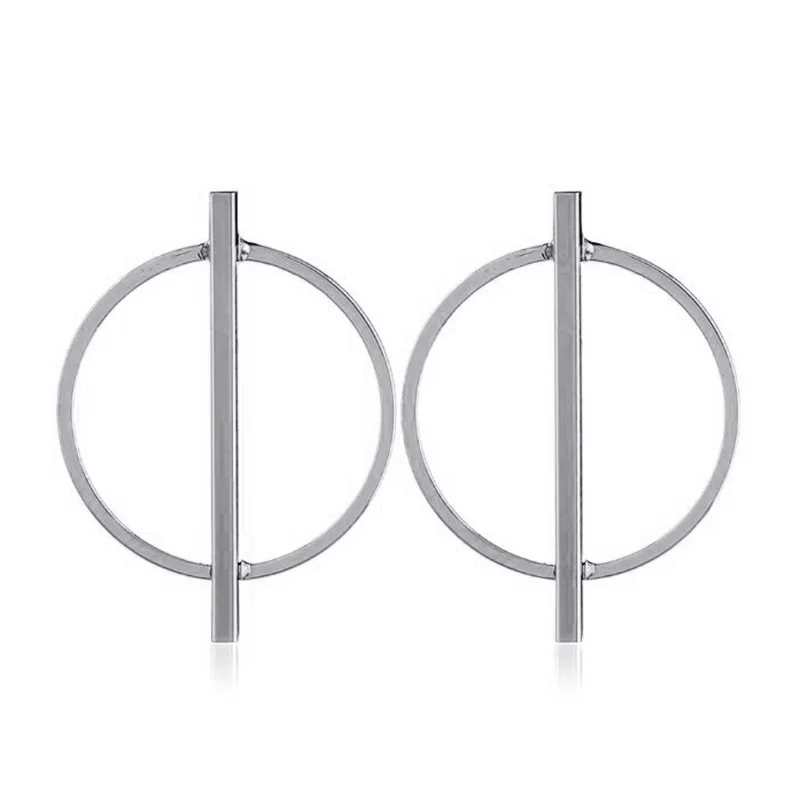 New Korean Simple Aros Hoop Earrings for Women Geometric Big Circle Ear Hoop Earrings Brincos Jewelry Earring Party Gift - Окраска металла: C1674-silver