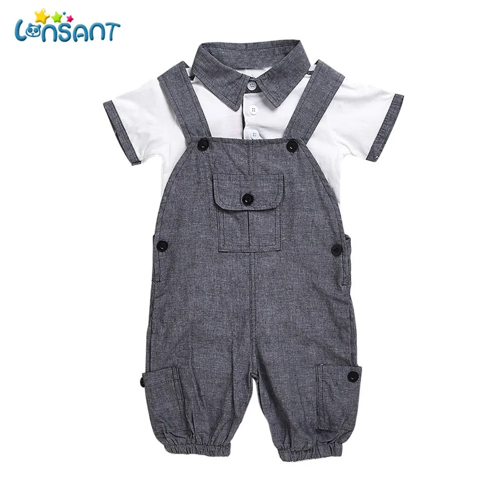 

LONSANT New 2018 Summer Hot Newborn Boy Short Sleeve Baby Short Sleeve T-shirt + Jumpsuit Cute baby 1PC Regular Set