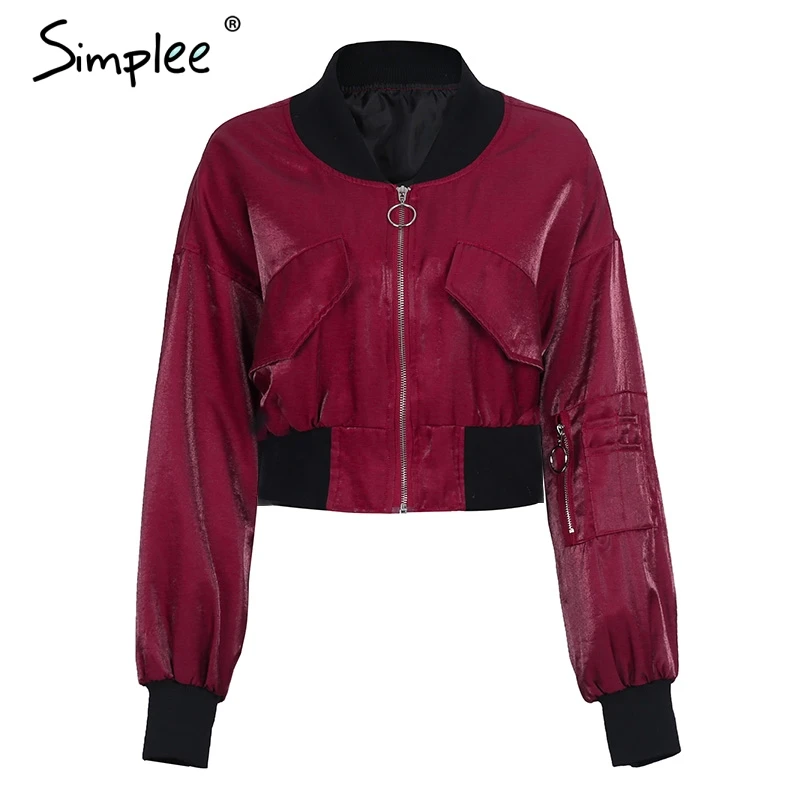 Женская куртка винного цвета Simplee, бейсбольная куртка, женская молодежная одежда на осень и зиму - Цвет: Wine Red