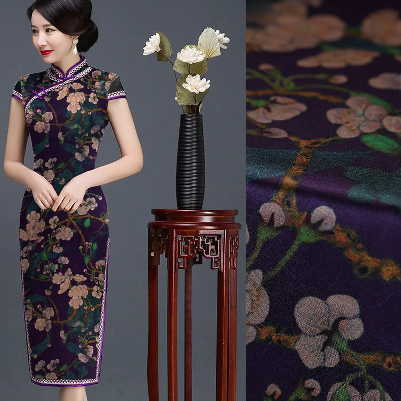 

Chinese style printing stretch satin silk fabric summer breathable silk satin fabric soft chinese silk fabric silk cloth