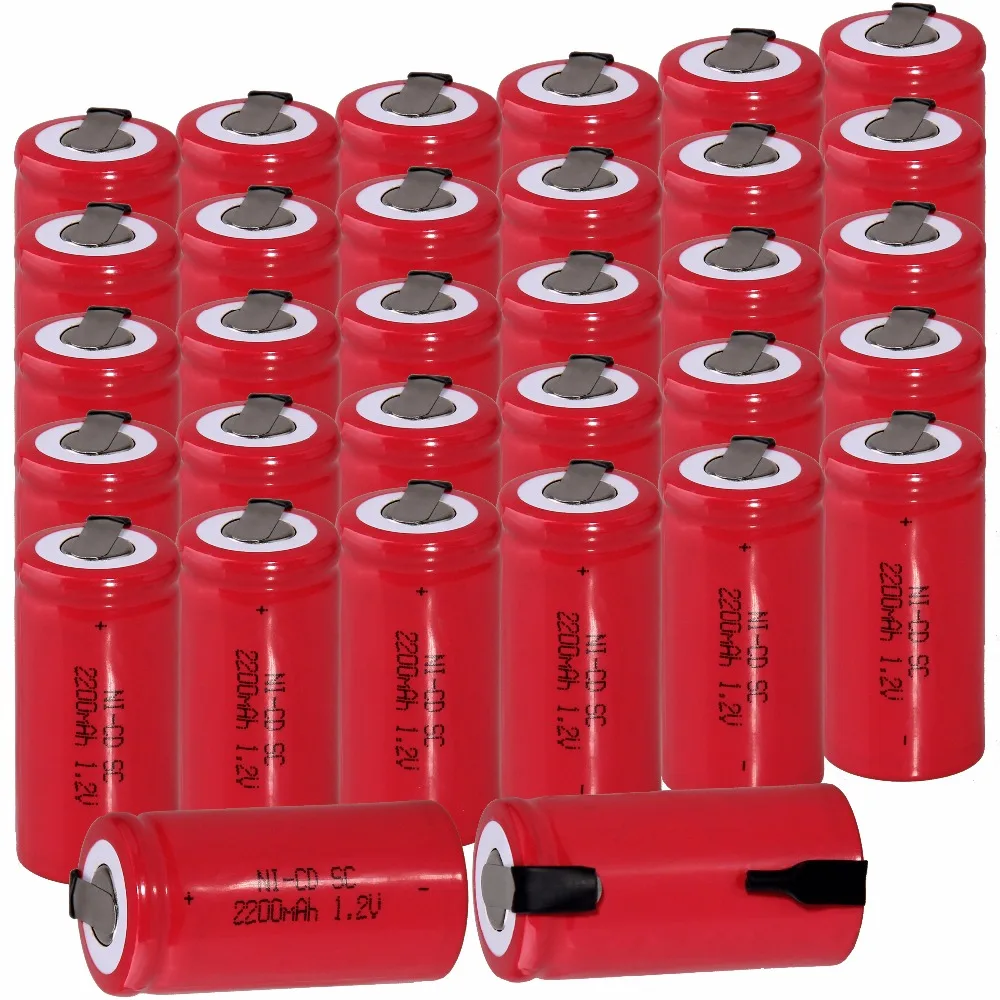 32 pcs SC 2200mah 1.2v battery NICD rechargeable batteries for makita