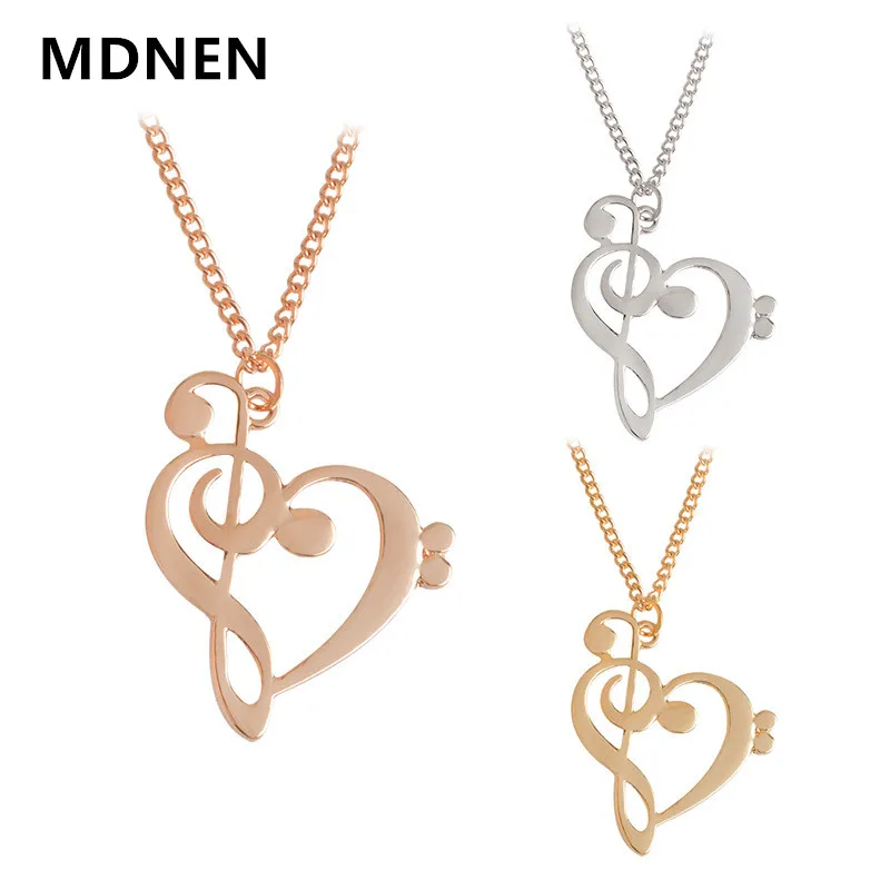 

2018 Fashion Music Symbol Heart Necklace Treble And Bass Clefs Infinity Love Charm Pendant Necklaces Women Unisex Jewelry