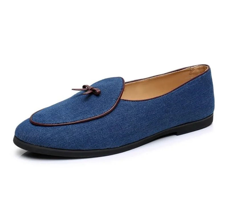 LTTL/синяя парусиновая обувь, мужские лоферы с узлом, обувь без шнуровки высокого качества, мужская повседневная обувь на плоской подошве