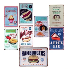 Ретро гамбургеры хот доги металлические жестяные знаки для бара клуба паба кафе отеля семейный домашний декор для стен в винтажном стиле художественная живопись плакат YN001
