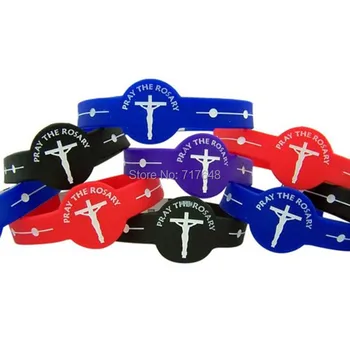 

300pcs One Decade Rosary wristband silicone bracelets free shipping by FEDEX