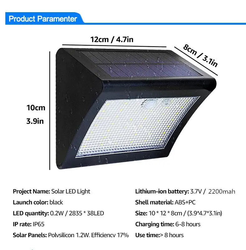 SOLLED LED Солнечный свет приведенный в действие СИД панель солнечной лампы 38LED