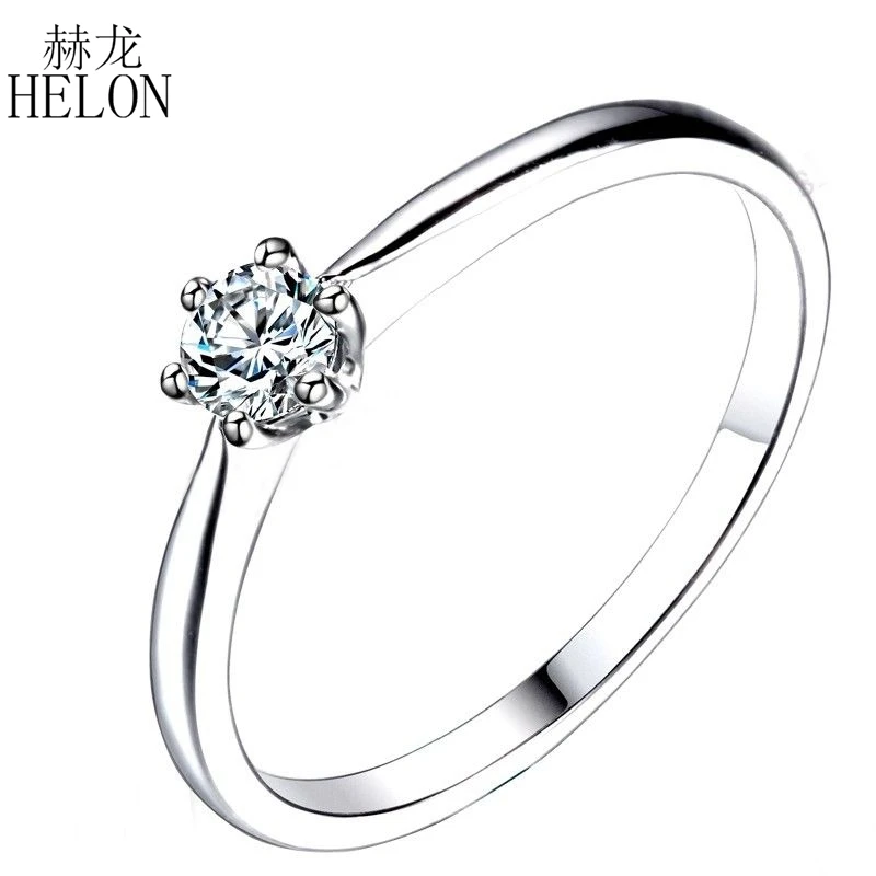 Женское Обручальное Кольцо HELON Solid 14 K белое золото обручальное кольцо Moissanite lab