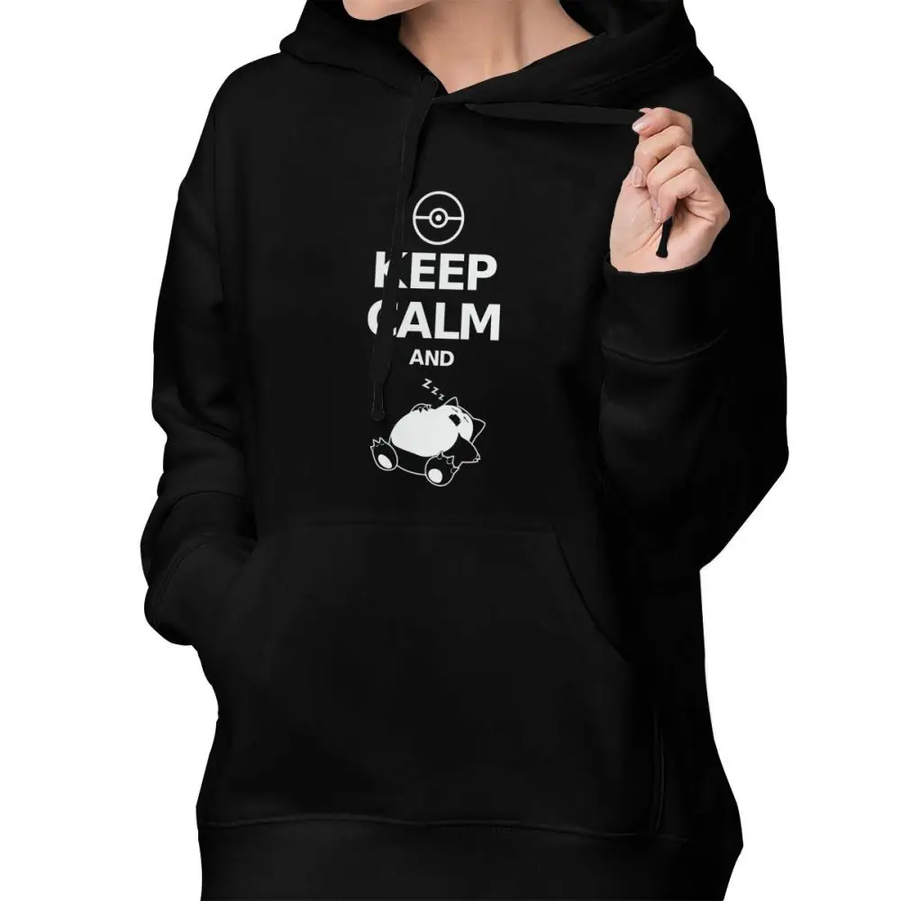 Keep Calm Carry Snorlax Sleep Pokemon-01 Женская с длинным рукавом Толстовка капюшоном карманом