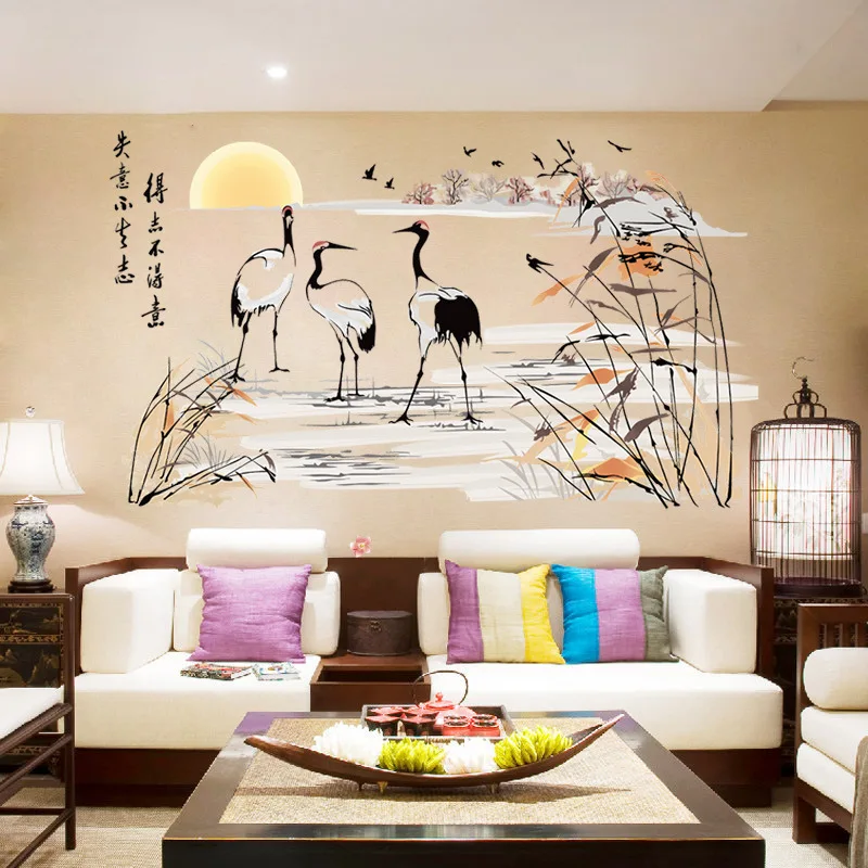 NEW DESIGN Chinoiserie calligraphy and painting wall stickers living