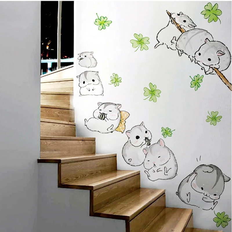 

Cute Hamster Totoro Wall Stickers Kids Nursery Children Room Cartoon Kawaii Murals Lovely Anime Guinea Pig Wallpaper Home Decor