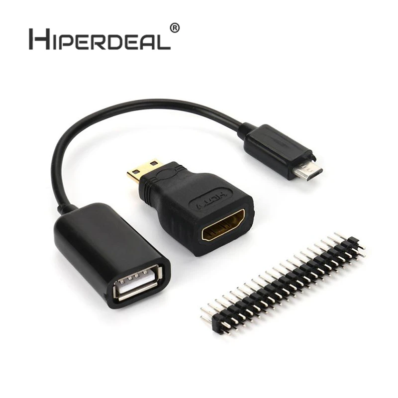 

HIPERDESL For Raspberry Pi Zero Mini-HDMI Male To HDMI Female + Micro USB To USB + Male GPIO Accessory For Raspberry Oct12
