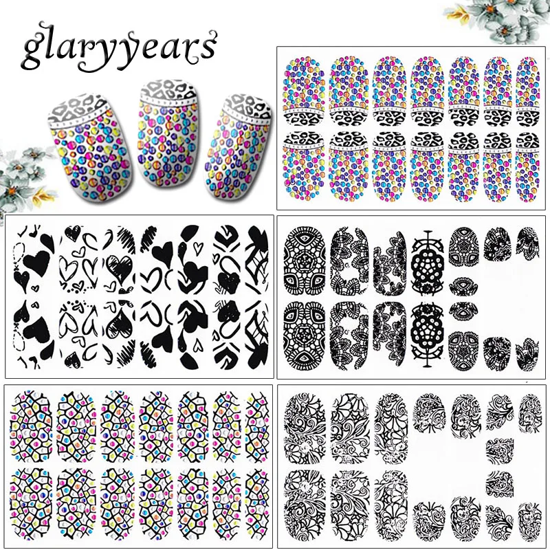 glaryyears 5 Pieces/lot Nail Art YA Sticker Full Cover Image Decal