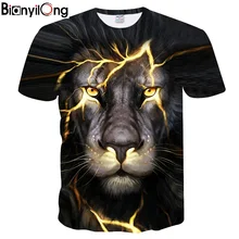 BIANYILONG 2018 new Newest 3D Print Lightning lion Cool T shirt Men Women Short Sleeve Summer