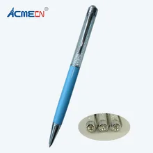 ACMECN синяя кристальная шариковая ручка с китайским алмазным твистом, тонкая Алмазная ручка с хромовым наконечником, металлическая шариковая ручка, заправка, 1,0 мм