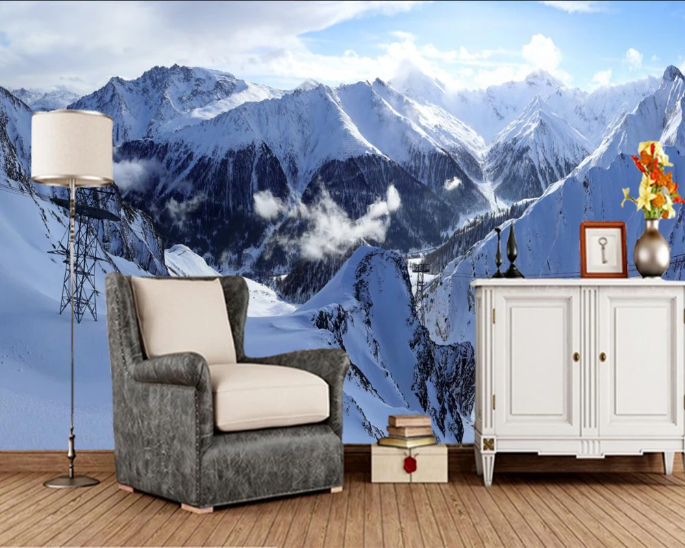 Us 9 62 63 Off Papel De Parede Switzerland Mountains Winter Alps Snow Nature 3d Wallpaper Living Room Tv Wall Bedroom Wall Papers Home Decor In