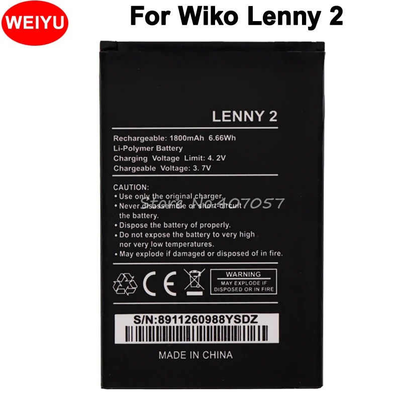 For Wiko Lenny 2 Battery 1800mAh Batterie Bateria | Мобильные телефоны и аксессуары