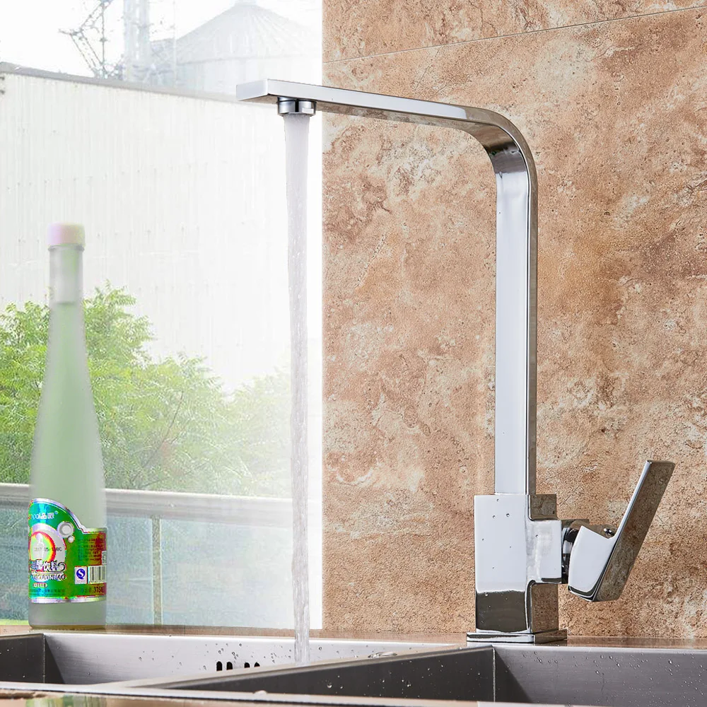 Brushed Nickel Kitchen Faucet Single Lever Bathroom Kitchen Mixer Tap Deck Mounted Bathroom Kitchen Hot and Cold Water Tap Cran